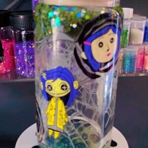 Blue and Yellow Cartoon Character Glass cu